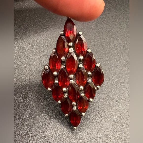 VINTAGE ART DECO STERLING SILVER GARNET Ring - Picture 2 of 5